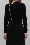 OUDE WAAG velvet splicing zipper jacket OW-23SS-JK01 black